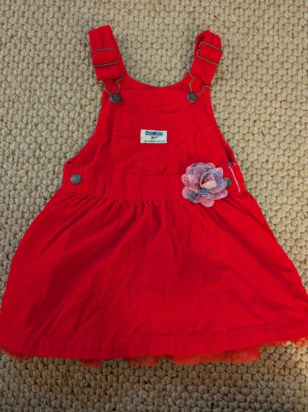 Oshkosh corduroy red overall dress pedi coat 24M